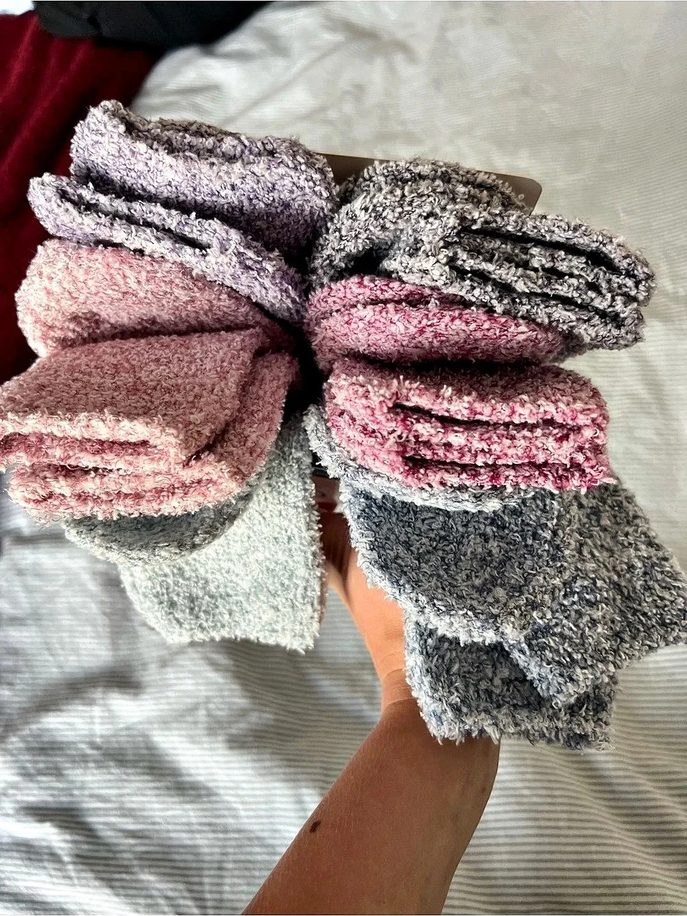 Hanes Cozy Socks Women's Gray & Pink NWT